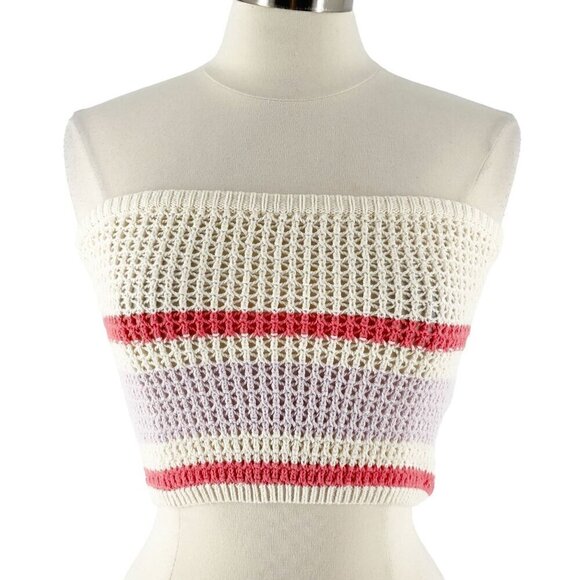 NWT American Eagle Crochet Striped Tube Top Long Sleeve Cardigan Sweater Set M - Picture 4 of 9